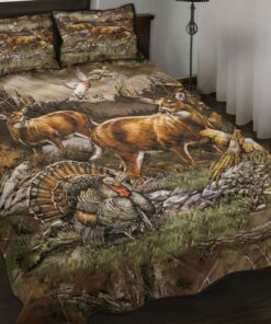 Personalized Turkey Pheasant Deer Wild Animal Nature Hunting Quilt Bedding Sets