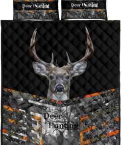 Grey Deer Hunting Quilt Sets Camo Decor For Bedroom