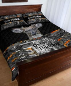 Grey Deer Hunting Quilt Sets Camo Decor For Bedroom