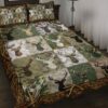 Green Camo Deer Antler Quilt Sets Lightweight Ultra Soft For All Season