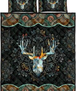 Amazing Mandala Deer Hunting Lightweight Quilt Bed Sets For All Season