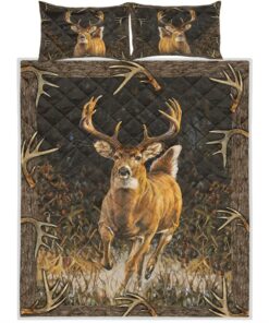 Deer Hunting Camo Quilt Bed Set