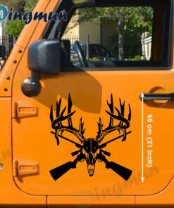 Gun Rifle Deer Skull Hunting Antler Vinyl Decals For Laptop Car Truck Window And Door