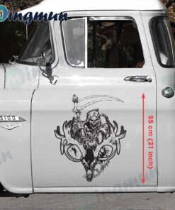 Grim Reaper And Deer Skull Bone Hunting Vinyl Decals For Car Truck