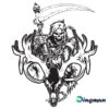 Grim Reaper And Deer Skull Bone Hunting Vinyl Decals For Car Truck