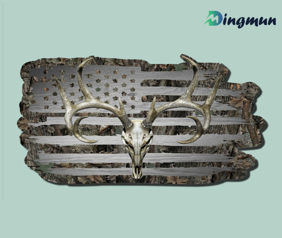 American Flag Camouflage Whitetail Buck Skull Deer Hunting Vinyl Decal ...