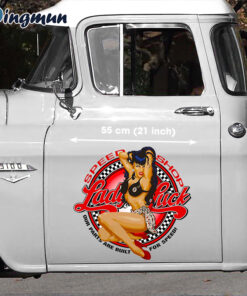 Lady Luck Speed Shop Pin Up Girl Hot Rod Vinyl Decals