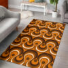 Brown Orange And Ivory Wavy Lines Retro Pattern 1970s Area Rug