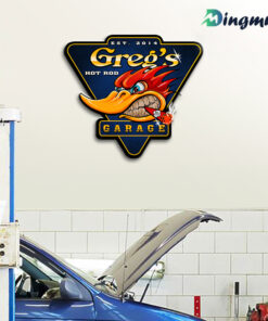 Personalized Hot Rod Garage Kustom Kulture Mr. Horsepower Woodpecker Metal Sign