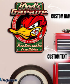 Alternative view of Personalized Mr. Horsepower Hot Rod Duck Service and Repairs Metals Sign