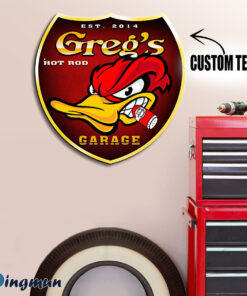 Personalized Mr Horsepower Hot Rod Duck Metal Sign