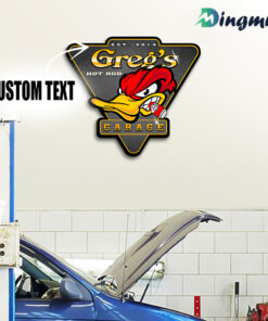 Personalized Mr. Horsepower Hot Rod Duck Garage Metal Sign