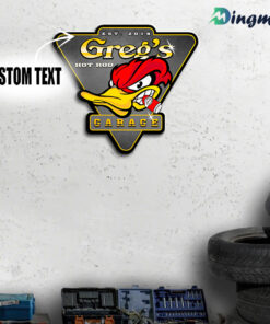 Personalized Mr. Horsepower Hot Rod Duck Garage Metal Sign
