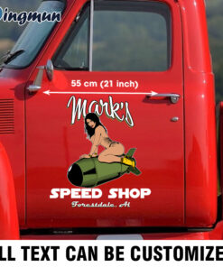 Alternative view of Personalized Pin Up Speed Shop Car Decals
