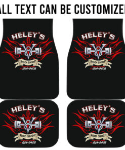 Alternative view of Custom V8 Hot Rod Garage Pinstriping Car Floor Mats
