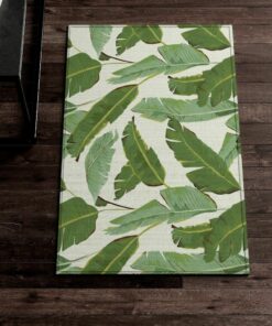 Tropical Nature Green Leaf Print Dornier Rug