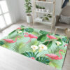 Exotic Tropical Green Leaves Flamingo Floral Area Rugs Living Room Floor Mat Rug