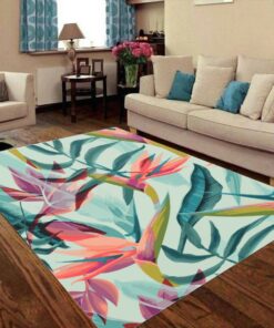 Tropical Vibrant Floral Area Rug For Living Room Bedroom Décor