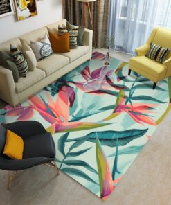 Tropical Vibrant Floral Area Rug For Living Room Bedroom Décor