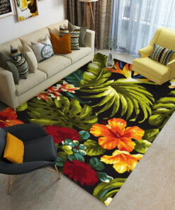 Tropical Colorful Floral Printed Area Rug