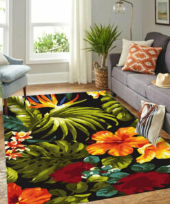 Tropical Colorful Floral Printed Area Rug