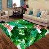 Green Leaf Tropical Floral Area Rug