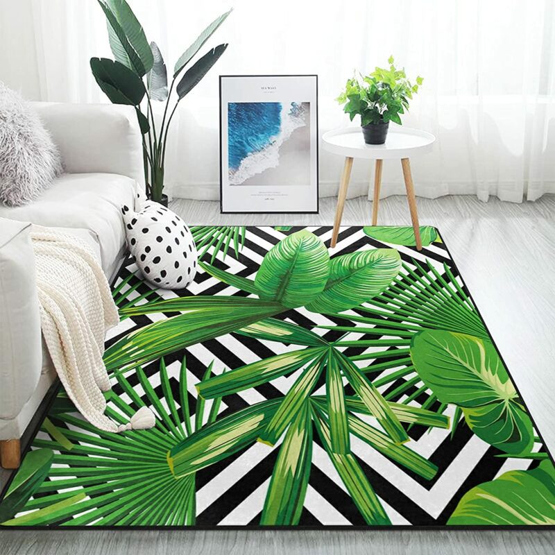 Summer Exotic Jungle Tropical Palm Tree Leaves Area Rug For Living Room ...