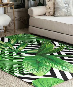 Summer Exotic Jungle Tropical Palm Tree Leaves Area Rug For Living Room Bedroom