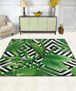 Summer Exotic Jungle Tropical Palm Tree Leaves Area Rug For Living Room Bedroom