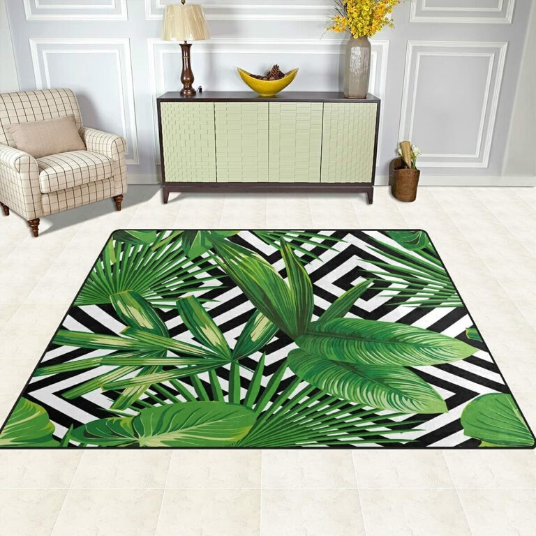 Summer Exotic Jungle Tropical Palm Tree Leaves Area Rug For Living Room ...