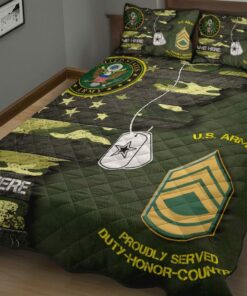 Alternative view of U.S. Army Ranks Personalized Name And Ranks Quilt Bedding Set
