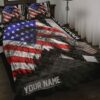 American Eagle Quilt Bedding Set In A Distressed Design For Us Veteran Patriots