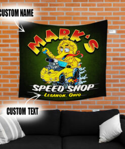 Personalized Drag Racing Rat Rod Garage Tapestry