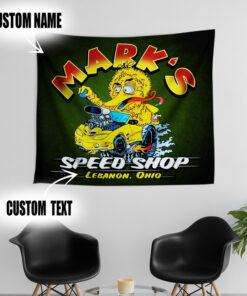 Personalized Drag Racing Rat Rod Garage Tapestry