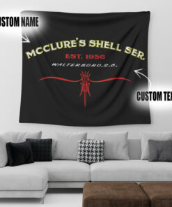 Personalized Pinstripe Hot Rod Garage Wall Art Tapestry