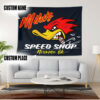 Personalized Mr. Horsepower Hot Rod Duck Speed Shop Garage Tapestry