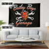 Personalized Pinstripe Red Devil Hot Rod Garage Tapestry