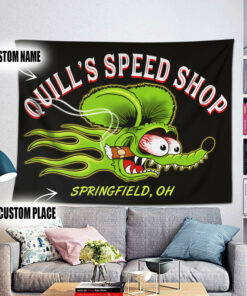 Vintage Hot Rod Rat Fink Old School Lowbrow Art Garag Tapestry