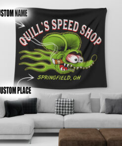 Vintage Hot Rod Rat Fink Old School Lowbrow Art Garag Tapestry