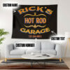 Personalized Kustom Hot Rod Pinstripe Garage Tapestry