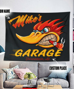 Personalized Kustom Kultrure Old School Hot Rod Mr Horsepower Garage Tapestry