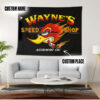 Personalized Mr Horsepower Hot Rod Woodpecker Speed Shop Tapestry Garage Decor