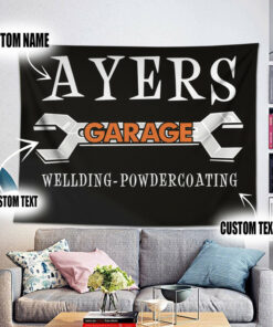 Personalized Hot Rod Wrench Garage Tapestry