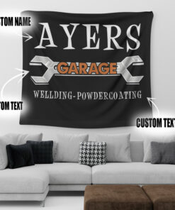 Personalized Hot Rod Wrench Garage Tapestry