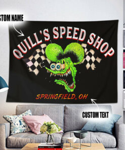 Personalized Hot Rod Pinstripe Rat Rink Garage Tapestry