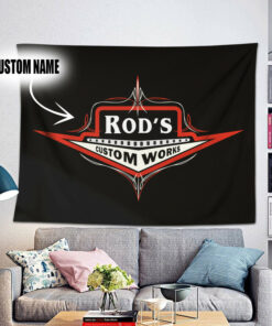 Personalized Hot Rod Custom Works Pinstripe Garage Tapestry