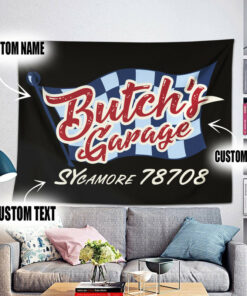Personalized Hot Rod Garage Rat Rod Speed Shop Garage Tapestry