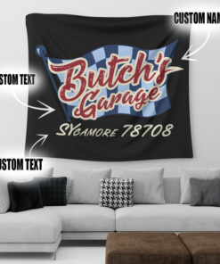 Personalized Hot Rod Garage Rat Rod Speed Shop Garage Tapestry