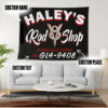 Personalized V8 Pinstripe Hot Rod Shop Garage Tapestry Wall Art