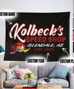 Personalized Mr Horsepower Hot Rod Woodpecker Speed Shop Garage Tapestry